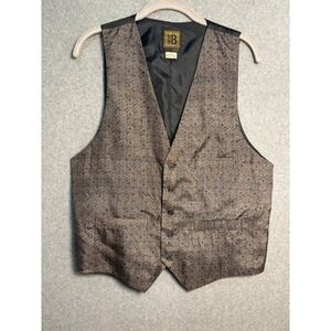 Vintage Bruno Italy 100%‎ Silk Shell Geometric Vest Waistcoat Men's S